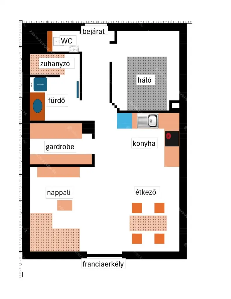 Kiadó albérlet 360000 Ft/hó áron: Budapest, II. kerület  Cimbalom utca. Mérete: 49 nm, 1 szobás | Alberlet.hu - 6656285