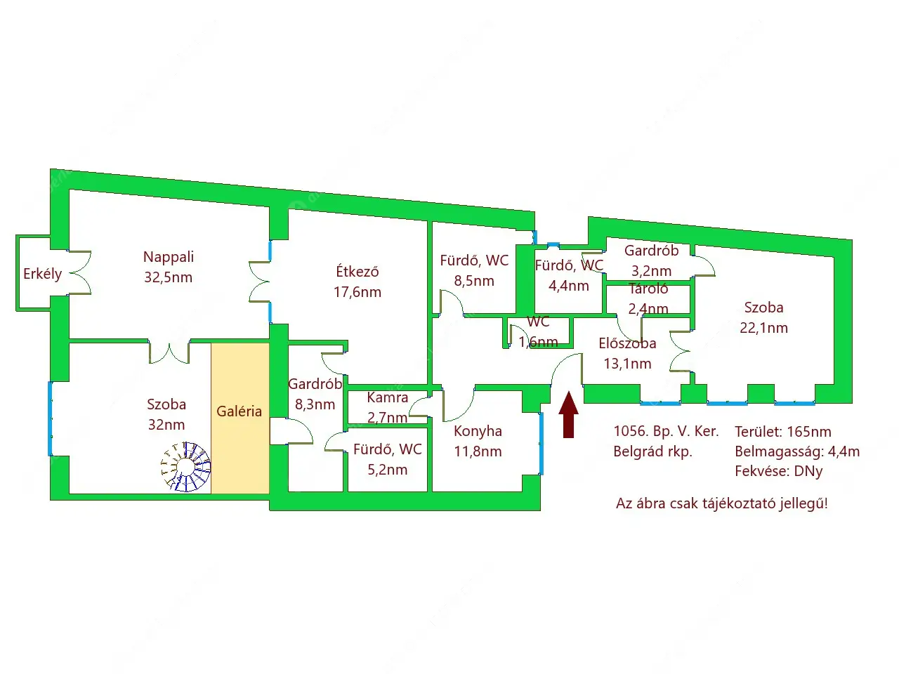 Kiadó albérlet 1150000 Ft/hó áron: Budapest, V. kerület  Belgrád rakpart. Mérete: 165 nm, 4 szobás | Alberlet.hu - 6544146