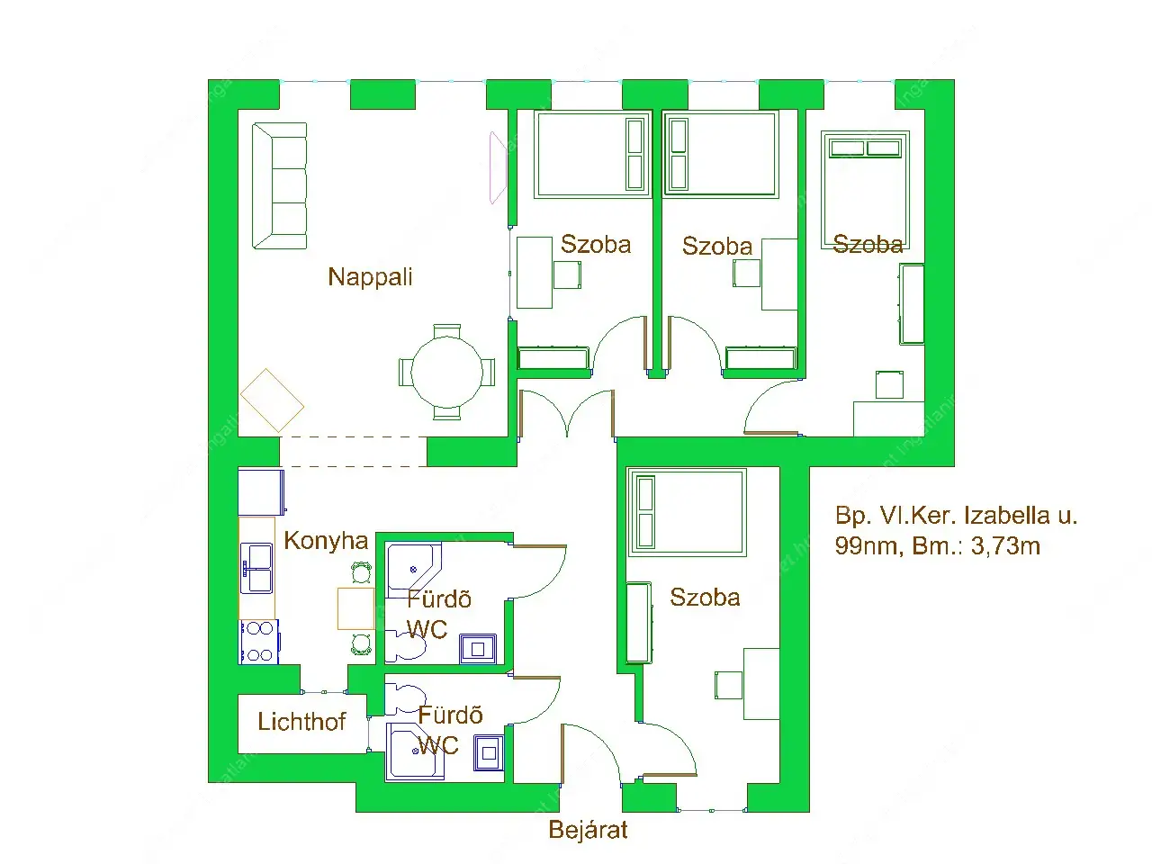 Kiadó albérlet 550000 Ft/hó áron: Budapest, VI. kerület  Andrássy út. Mérete: 100 nm, 5 szobás | Alberlet.hu - 6575668
