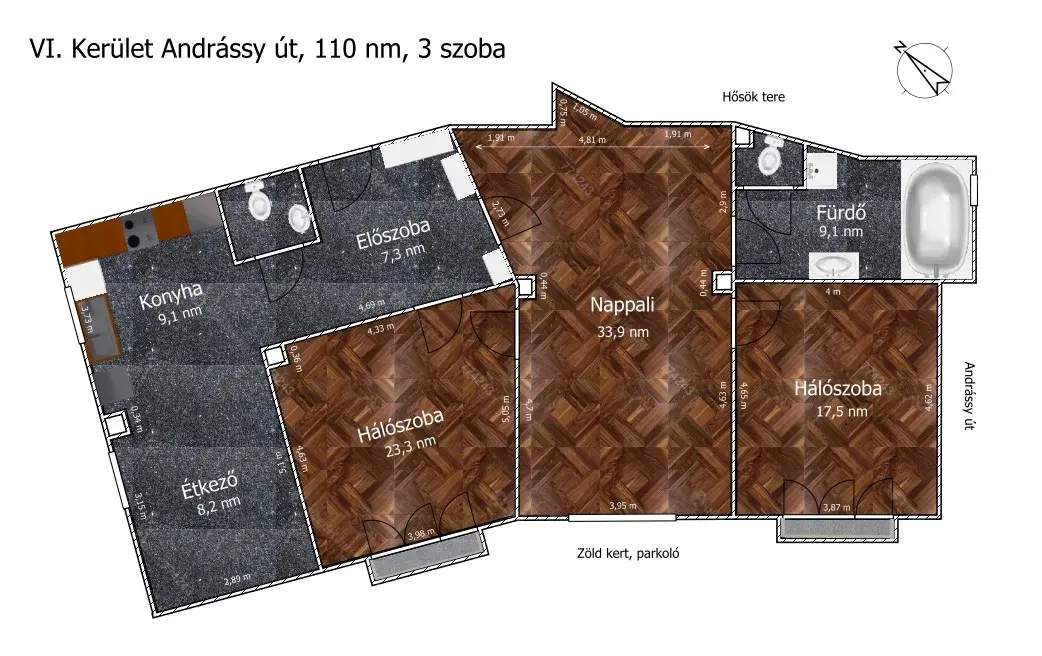 Kiadó albérlet 490000 Ft/hó áron: Budapest, VI. kerület  Dózsa György út. Mérete: 110 nm, 3 szobás | Alberlet.hu - 6645908