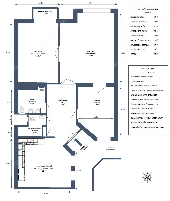 Kiadó albérlet 799000 Ft/hó áron: Budapest, VI. kerület  Ó utca. Mérete: 98 nm, 3 szobás | Alberlet.hu - 6600837