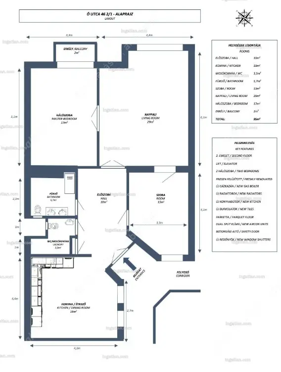Kiadó albérlet 600000 Ft/hó áron: Budapest, VI. kerület  Ó utca. Mérete: 98 nm, 3 szobás | Alberlet.hu - 6626239