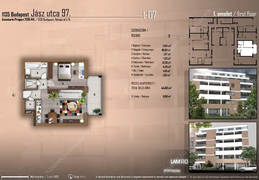 Kiadó albérlet 285000 Ft/hó áron: Budapest, XIII. kerület  Jász utca. Mérete: 44 nm, 2 szobás | Alberlet.hu - 6631457
